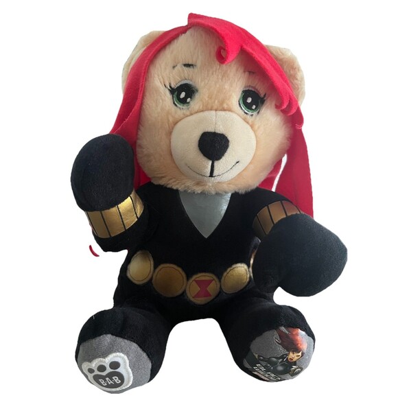 Build A Bear Buddies 8" Marvel Black Widow Bear Mini Plush EUC - Picture 1 of 4